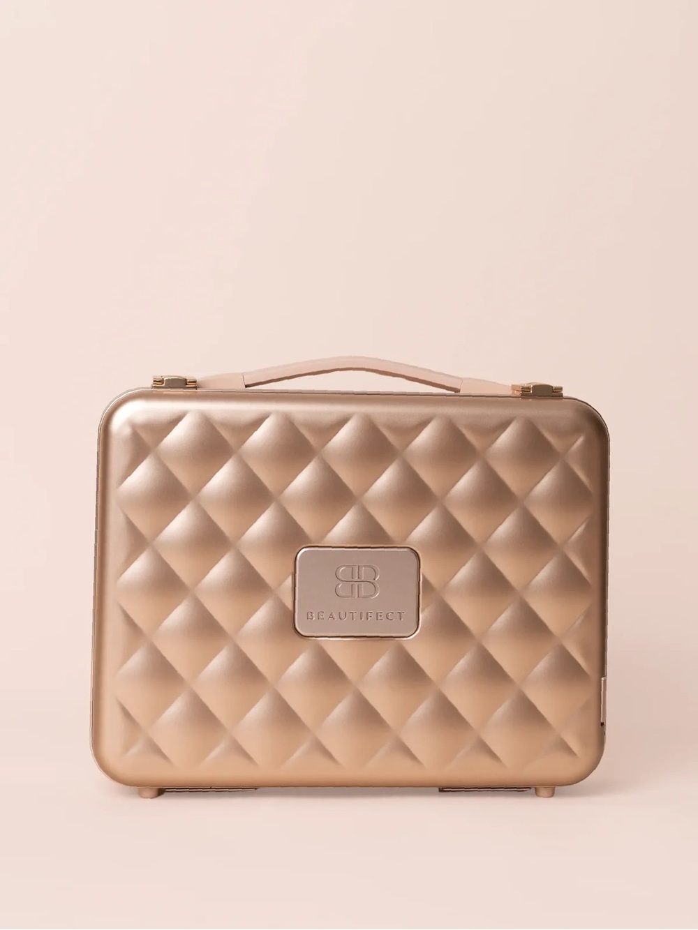 Beautifact Box Quilted Hard Case Makeup Organizer in Rose Gold